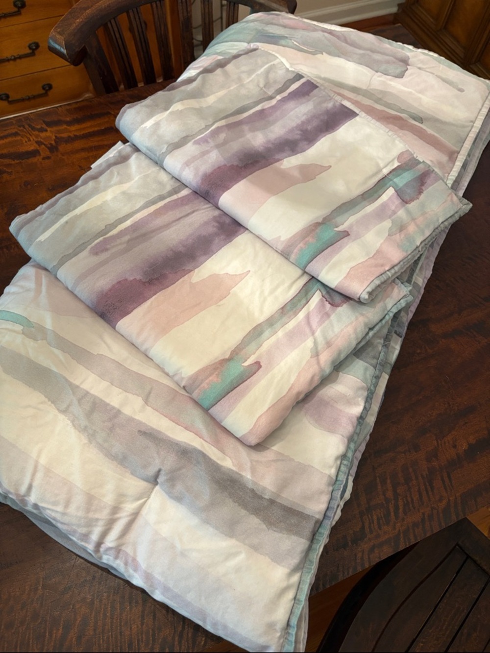 Pottery Barn Teen Pastel Watercolor Stripe Comforter in Lavender, Pink & Teal